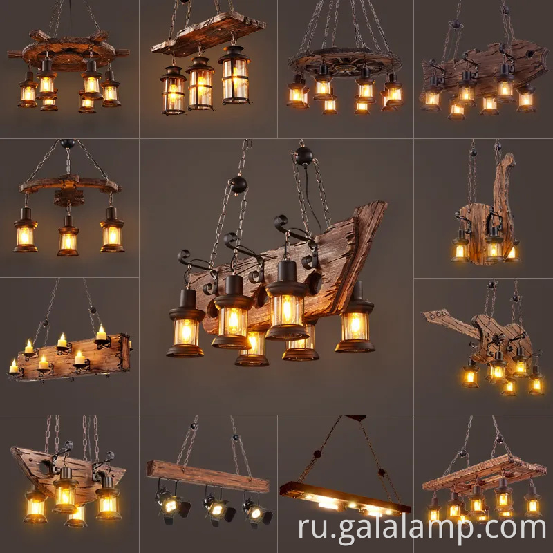 Винтажный промышленное деревянное подвесное освещение для бара и кафе